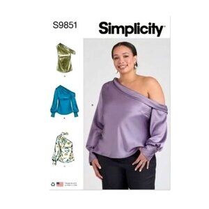 Simplicity Pattern 9851 One Shoulder Top Draped Long/No Sleeve Size 10-18 New